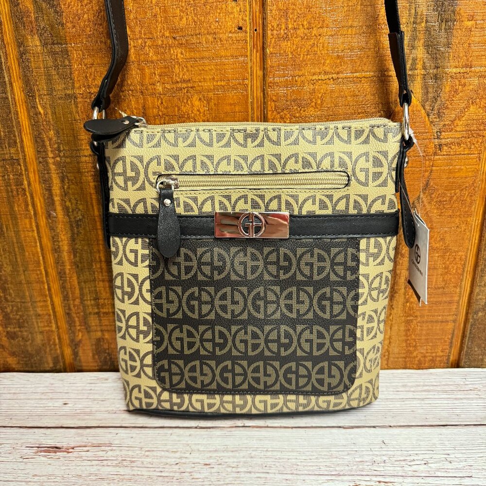 GIANI BERNINI Block Signature Pocket North South Crossbody - Taupe